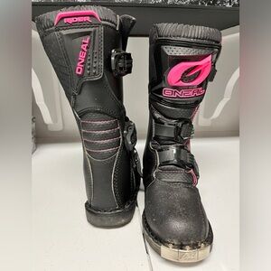 O’Neal MX Rider Black/Pink Motocross Off Road Dirt Bike Boots Youth Girls Size 1